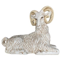 Large Italian Ceramic Bighorn Ram Sculpture