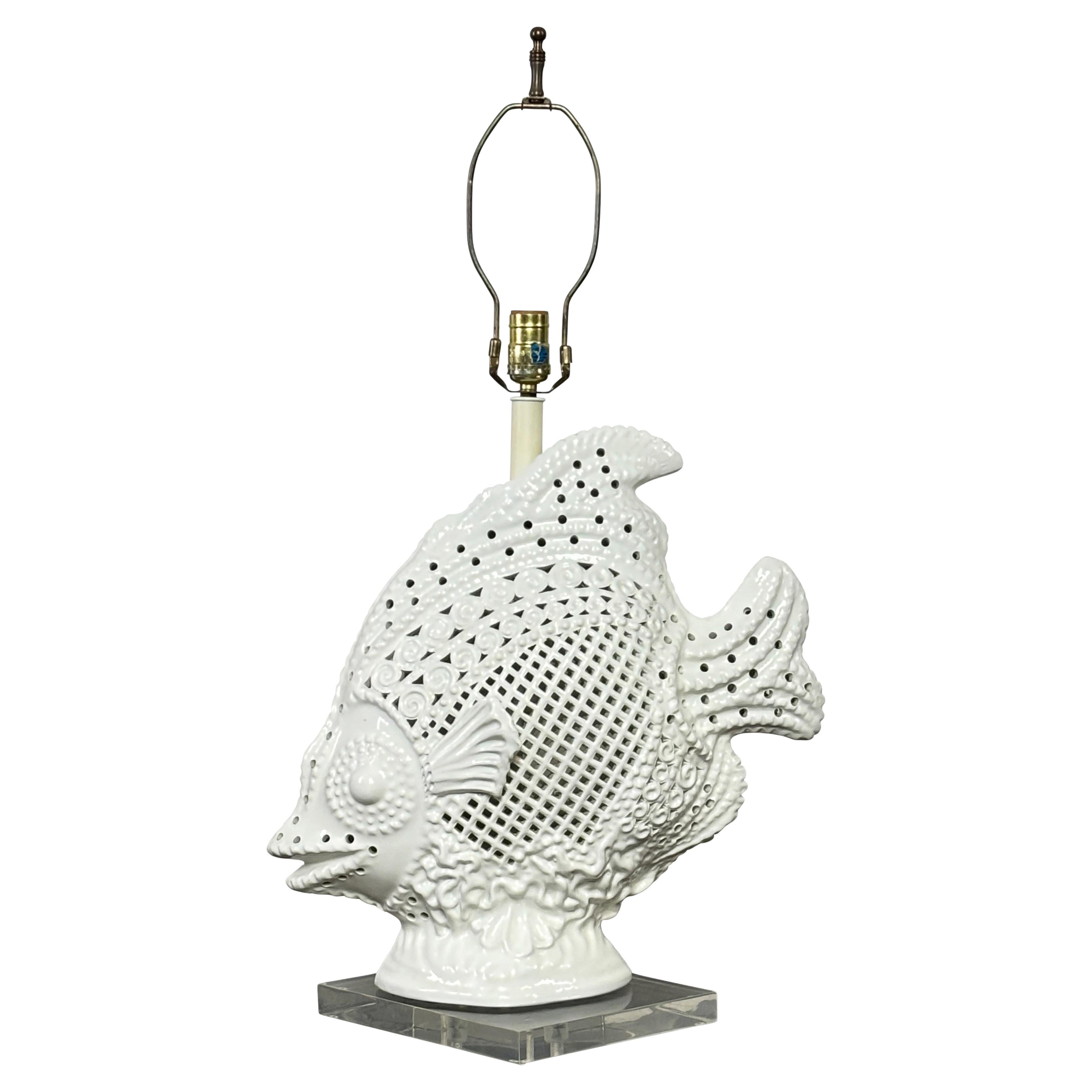 Grande lampada a forma di pesce in ceramica italiana in vendita