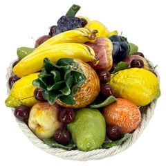 Large Italian Ceramic Fruit Basket Compote Centerpiece