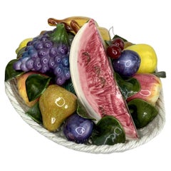 Grand panier italien en céramique en forme de fruits