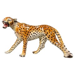 Large italian ceramic leopard statue, 1960s Large italian ceramic leopard statue, 1960s