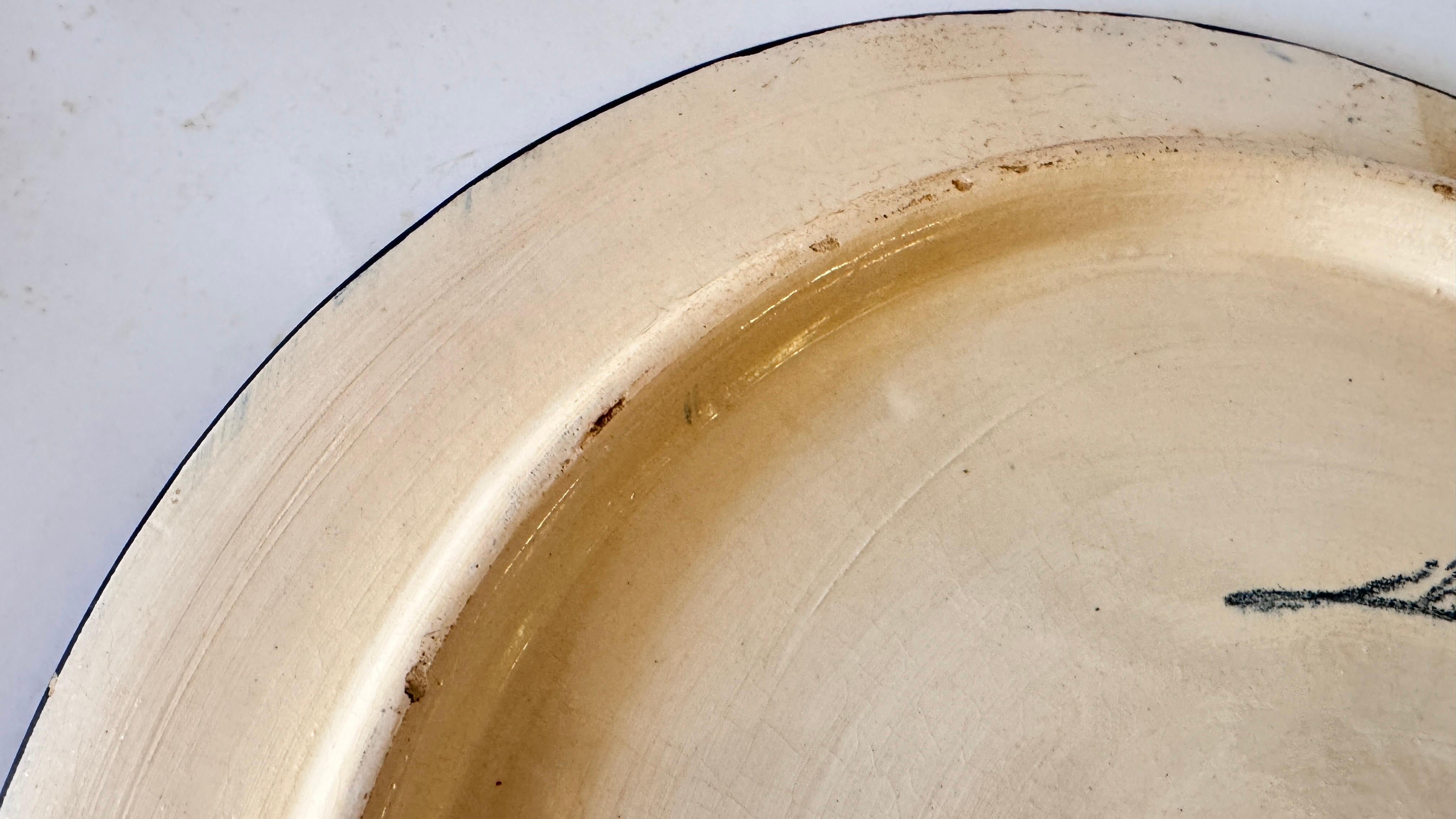 Grande piatto da portata in ceramica italiana, firmato, motivi floreali e botanici blu In condizioni buone in vendita a Auribeau sur Siagne, FR