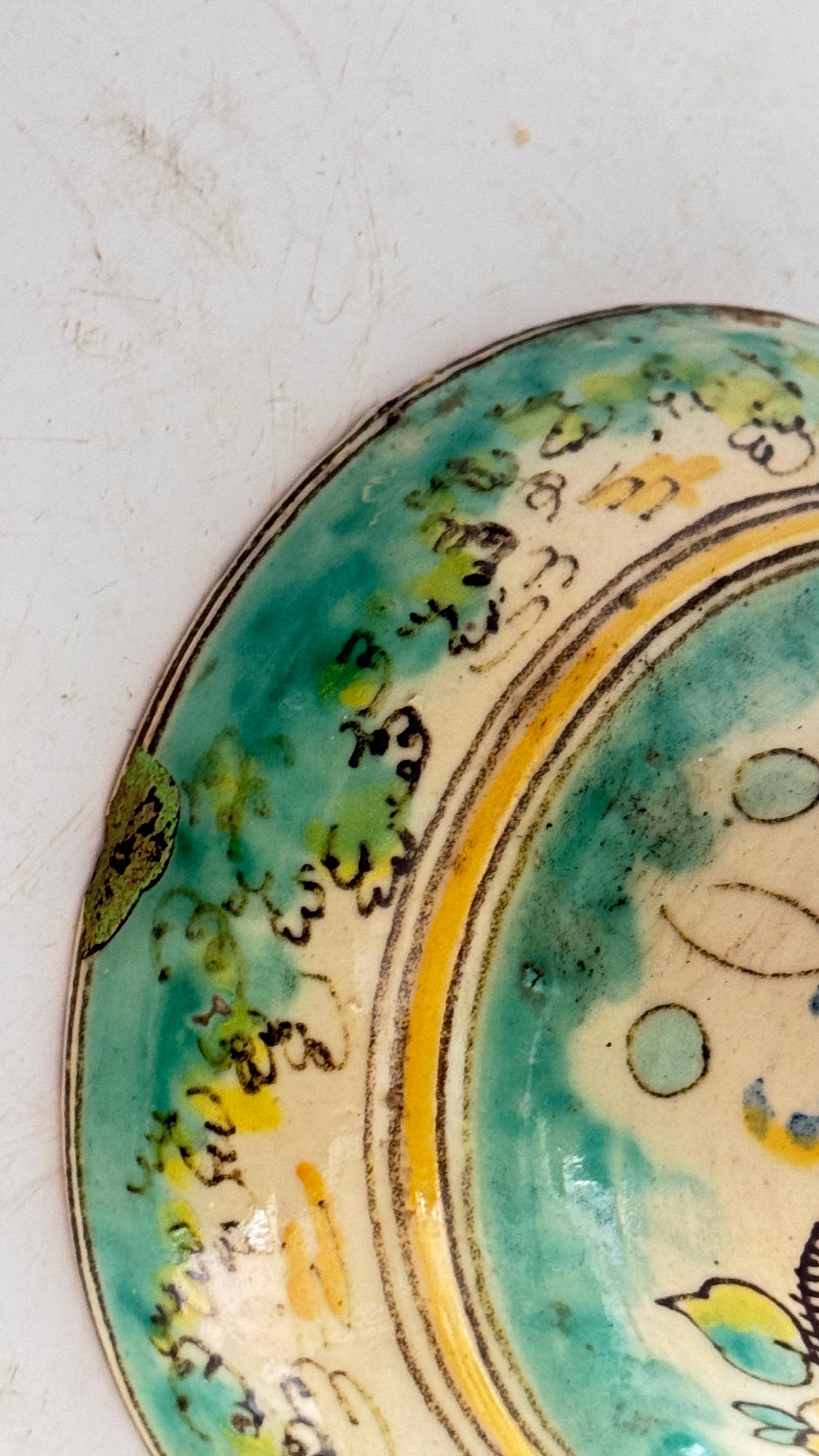 Gran Jarrón de Cerámica Italiana - Verde y Amarillo - Caballero a Caballo - Años 70 en venta 1
