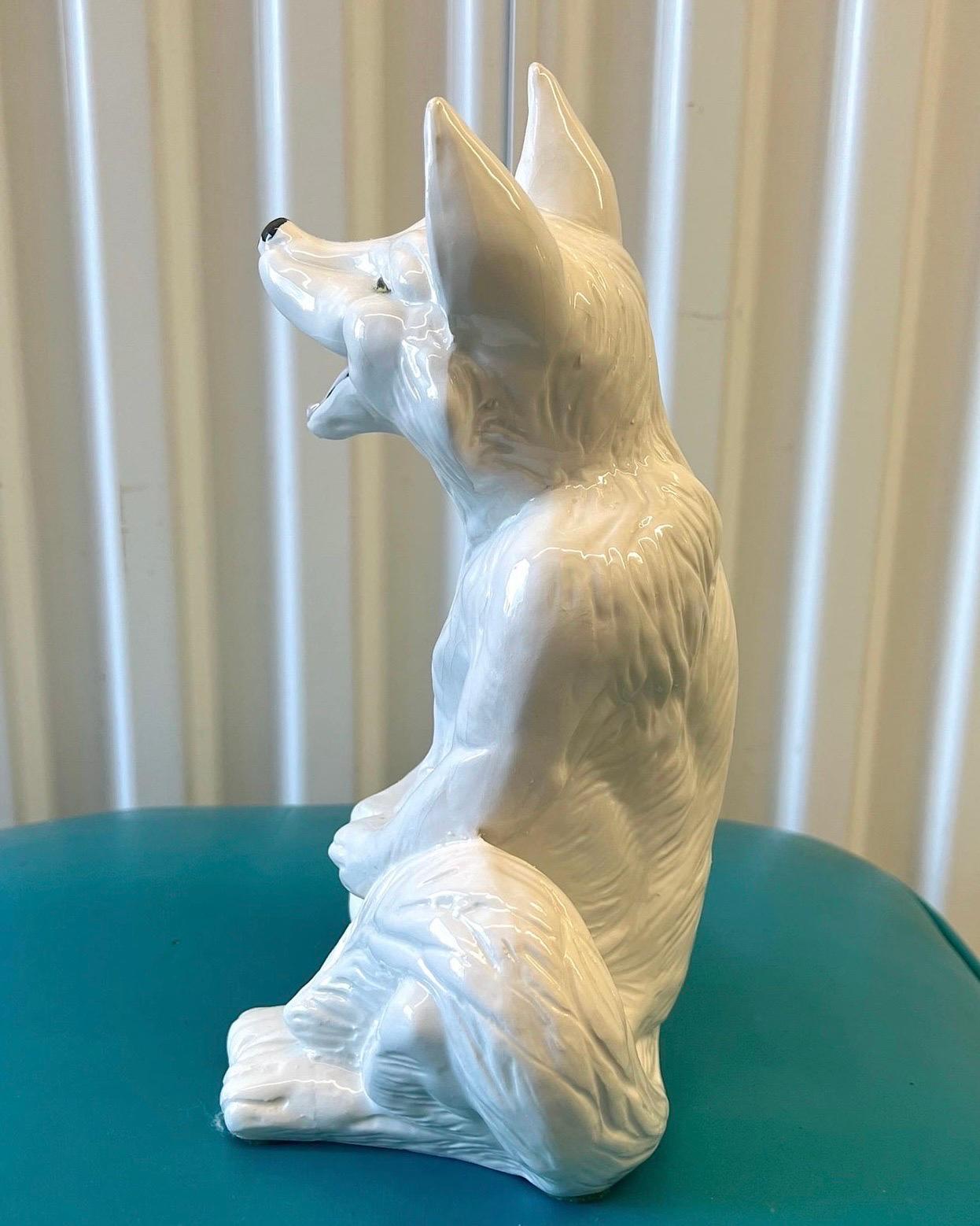 This is for one fabulous Large Italian Fox or baby wolf Ceramic Figure.   He or she looks like she is smiling up at you.    Hand painted in Italy circa 1970