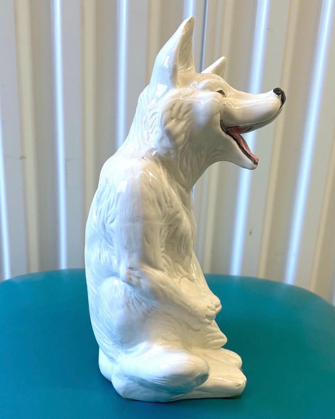 white ceramic fox