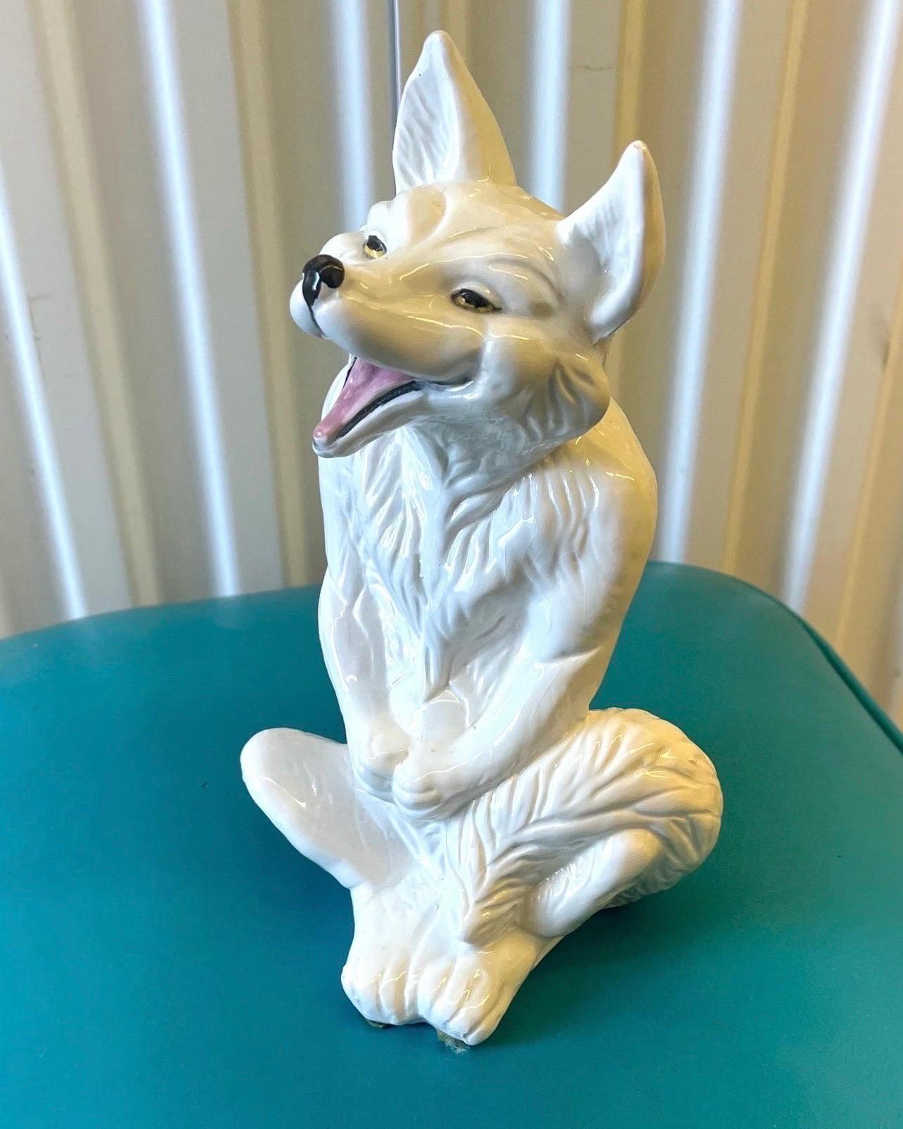 20th Century Large Italian Ceramic Wolf/Fox Figure For Sale