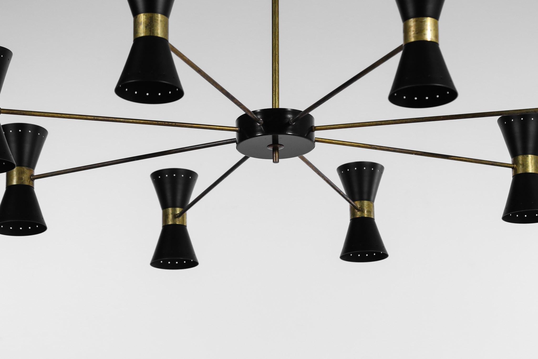 Grand lustre italien « Diabolo » de style Stilnovo Excellent état - En vente à Lyon, FR