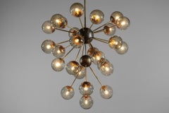 Large Italian Chandelier "Galassia" 25 Smoked Glass Spootnik