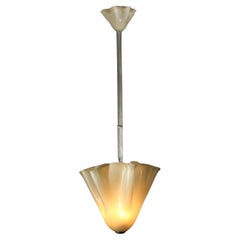 Large Italian chandelier in beige draped Murano glass attributed to Venini
