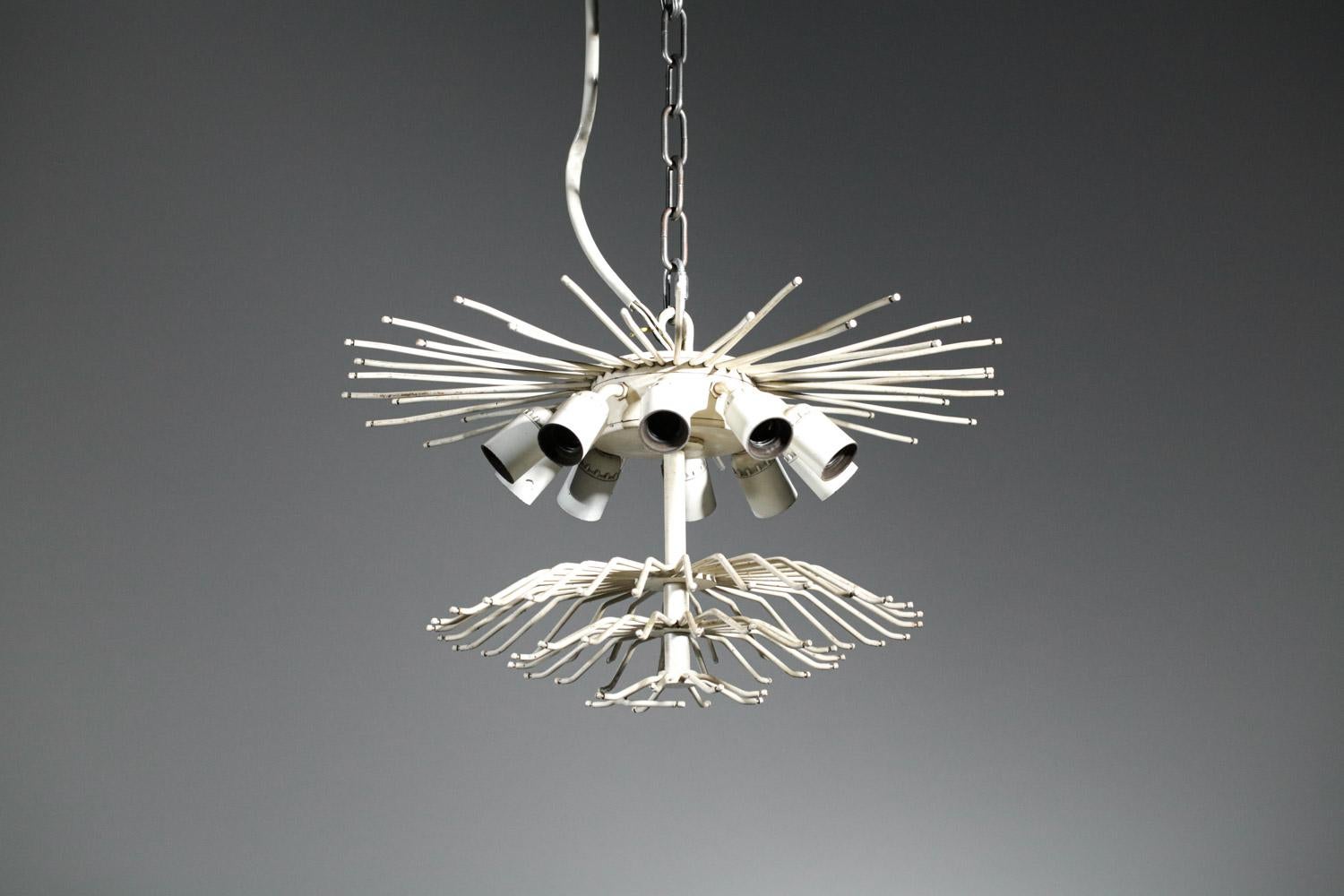 Large Italian Chandelier of the 40s/50s Signed Venini Murano Pendants For Sale 11