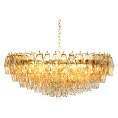 Large Italian Chandelier or Flushmount Polyhedral Glass