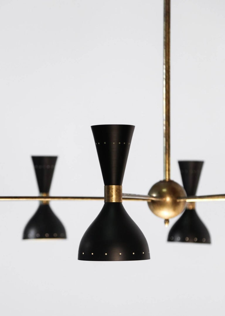 Grand Lustre Italien Style Stilnovo – Laiton Sputnik – 16 Lumières – Mi-Siècle