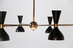 Large Italian Chandelier Stilnovo Style Design Midcentury Brass