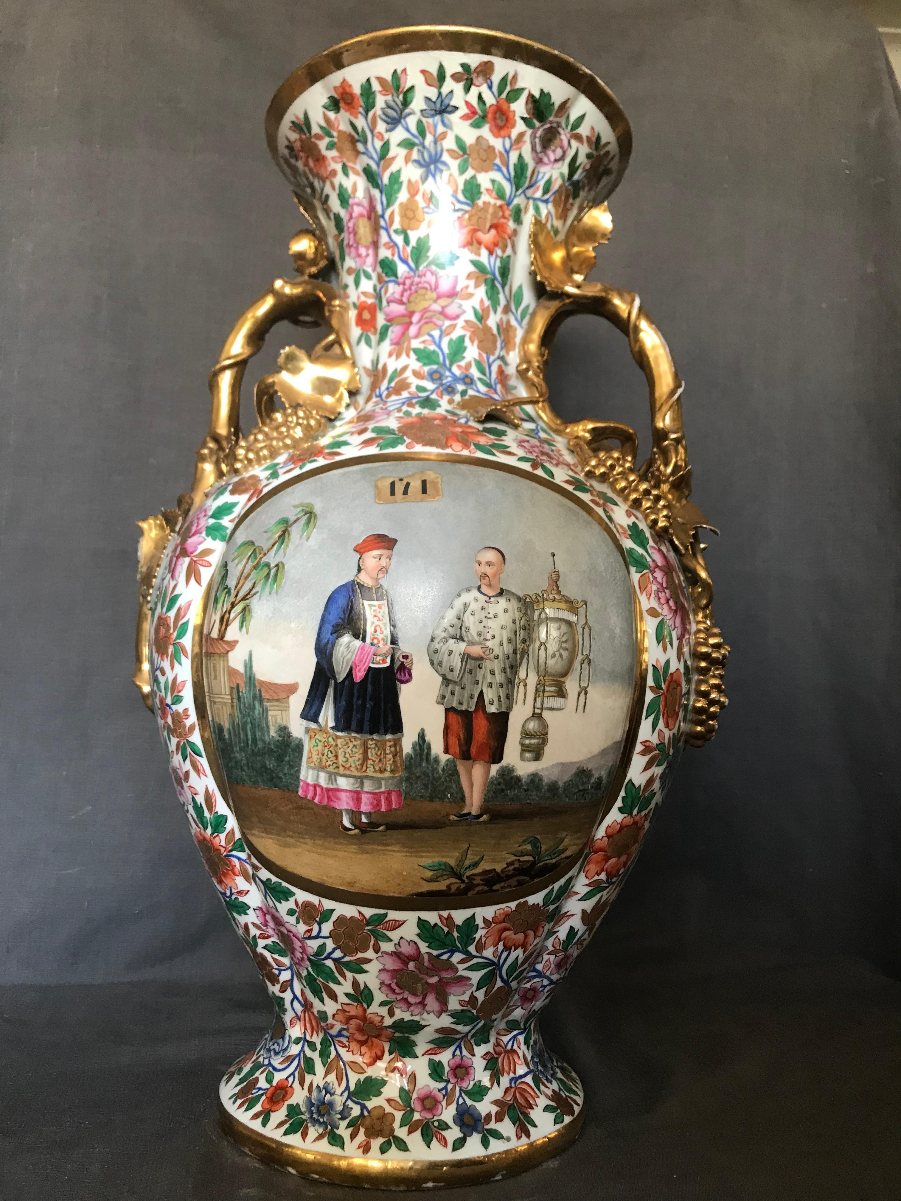 19th Century Large Italian Chinoiserie Vase For Sale