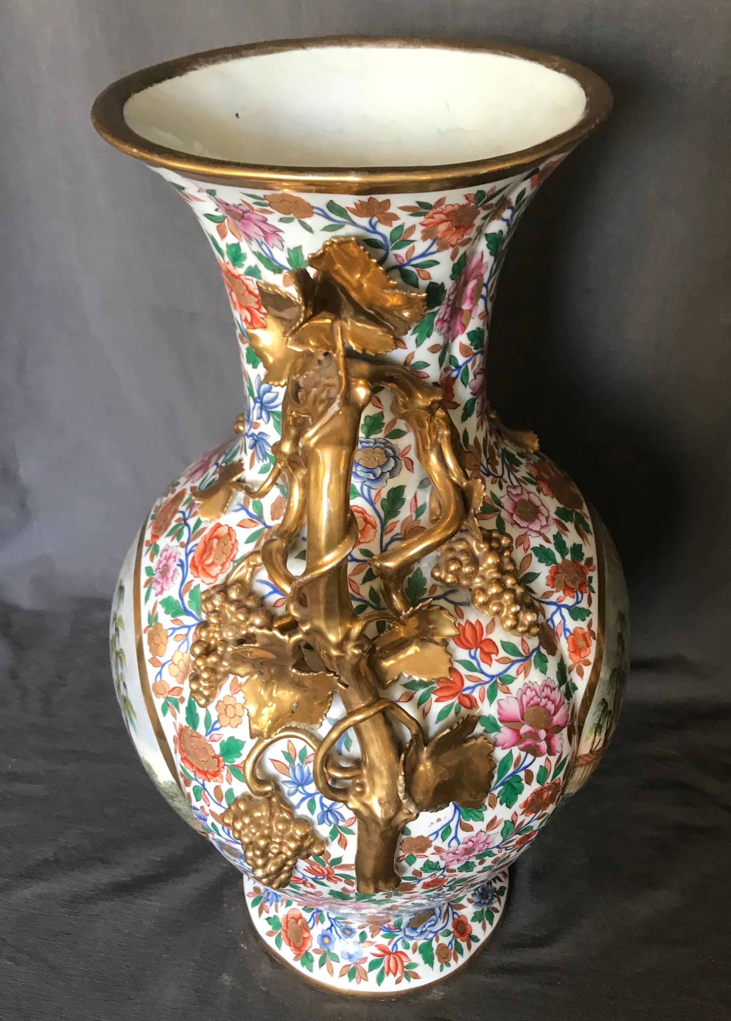 Porcelain Large Italian Chinoiserie Vase For Sale