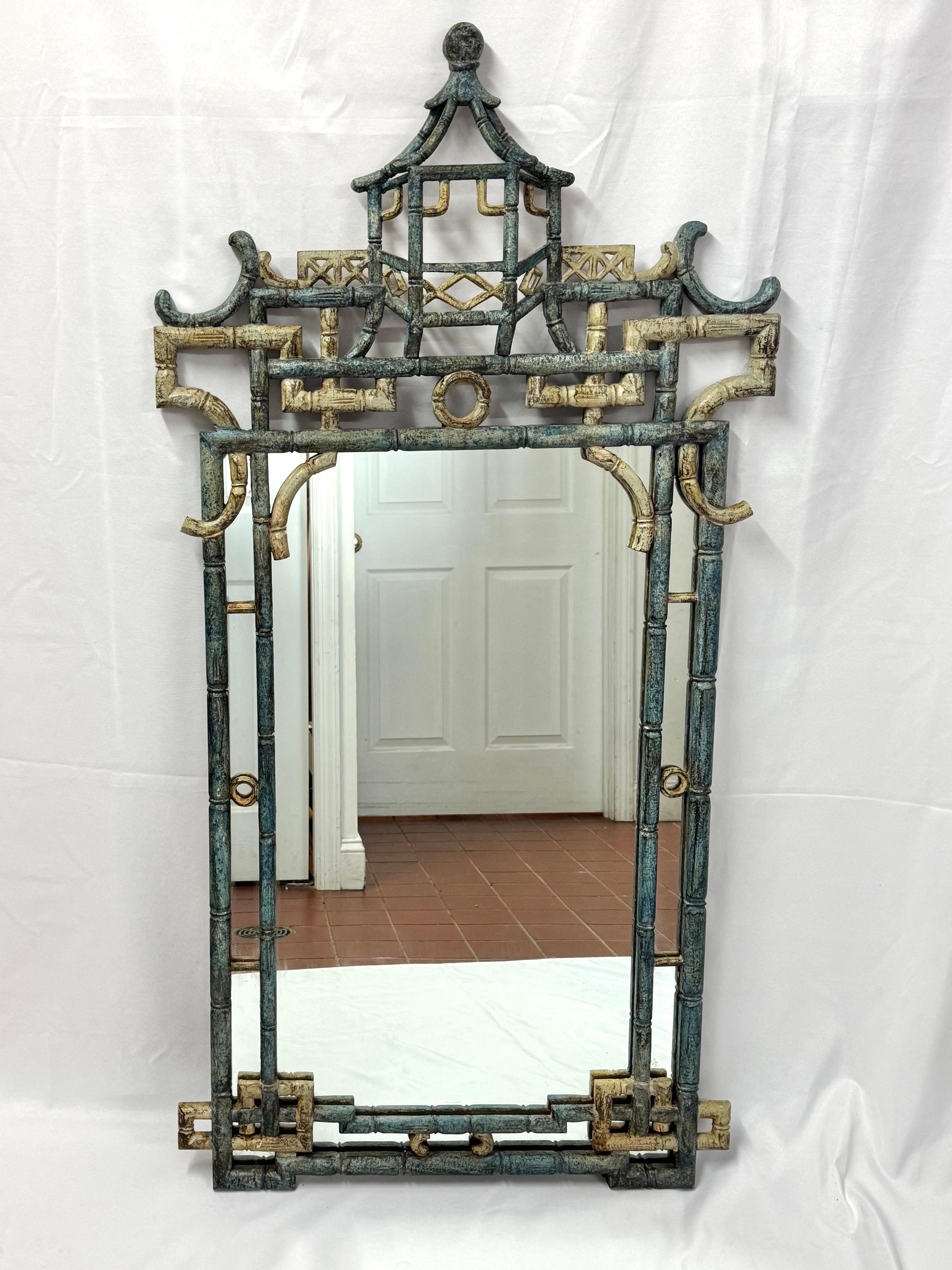 Mid-20th Century Large Italian Chinoiserie Pagoda Mirror