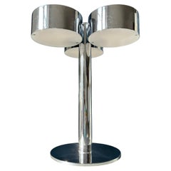Große italienische 1970er Chrom Art Deco Stil Tischlampe