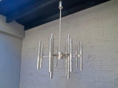 Large Italian Chrome Sciolari Chandelier