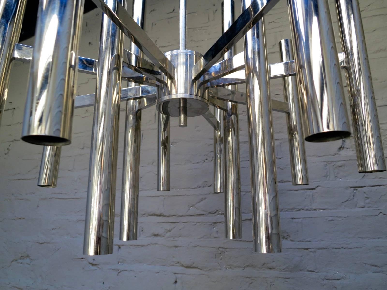 Modern Large Italian Chrome Sciolari Chandelier For Sale