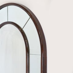 Large Italian Classical Art Deco Round Arch Wall Mirror in Wooden Frame, 1930s