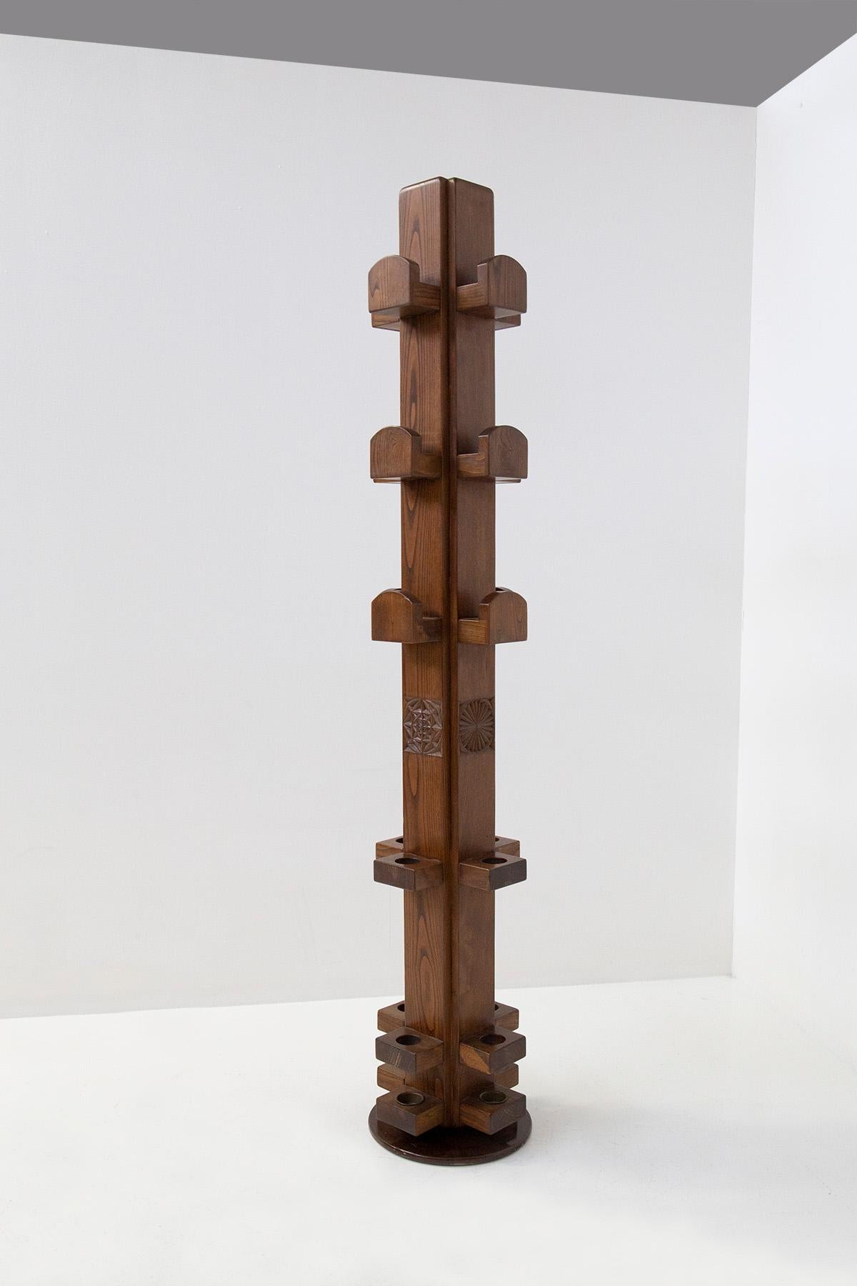 Mid-Century Modern Large Italian Coat Rack by Giuseppe Rivadossi in Wood For Sale