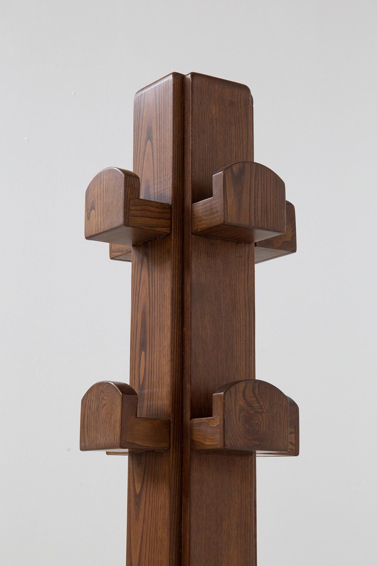 Late 20th Century Large Italian Coat Rack by Giuseppe Rivadossi in Wood For Sale