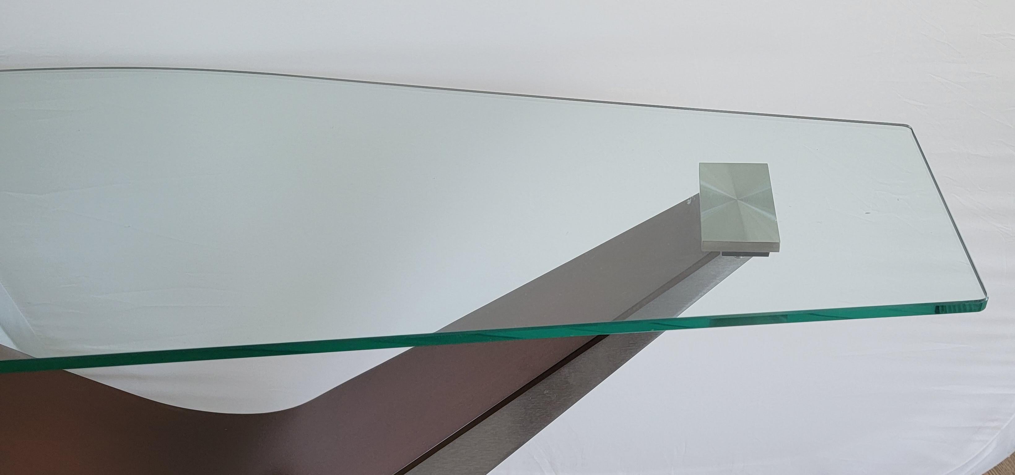 Glass Large Italian Contemporary Console Table For Sale