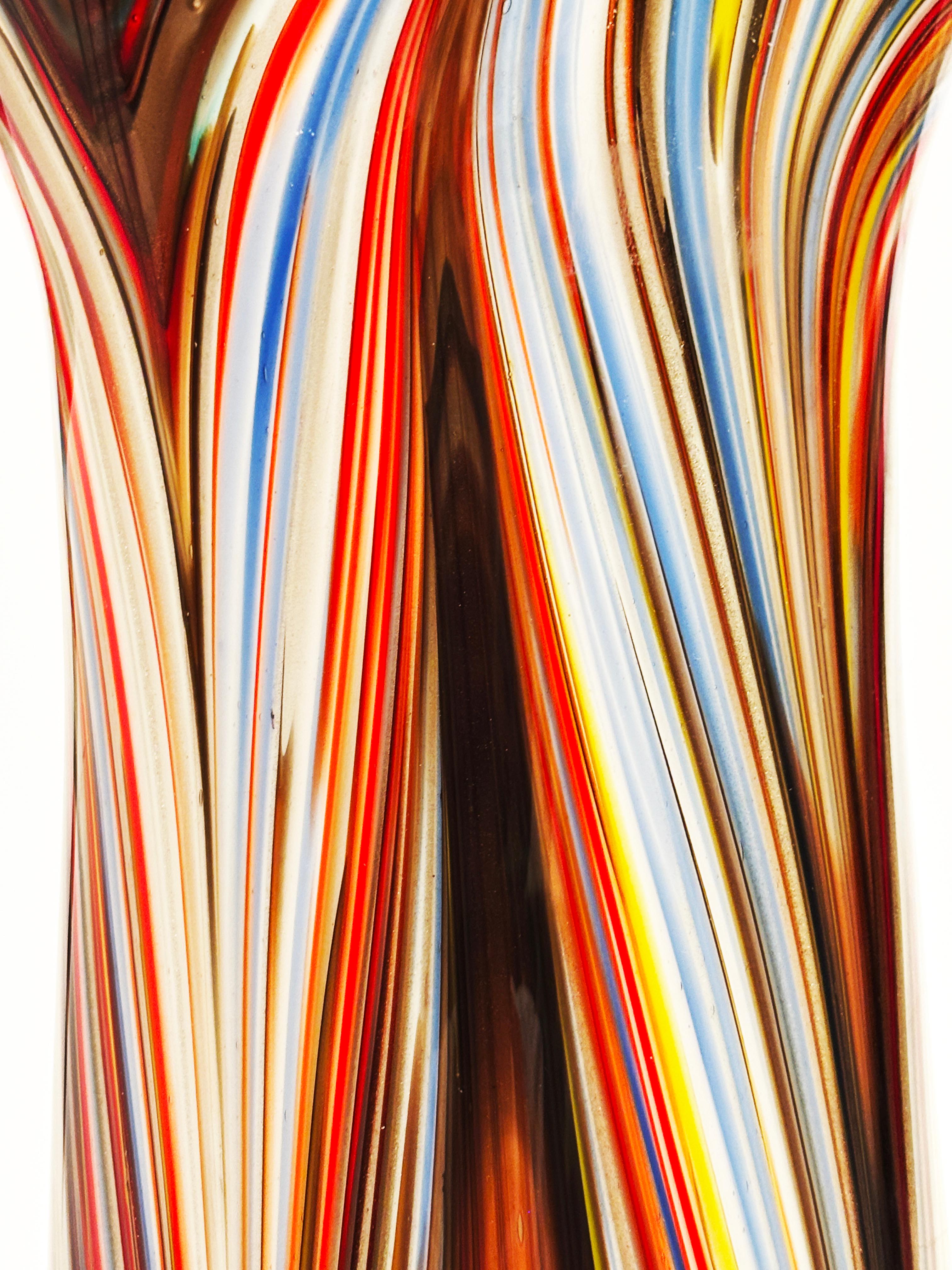 Große italienische Murano Vase mehrfarbig im Angebot 11