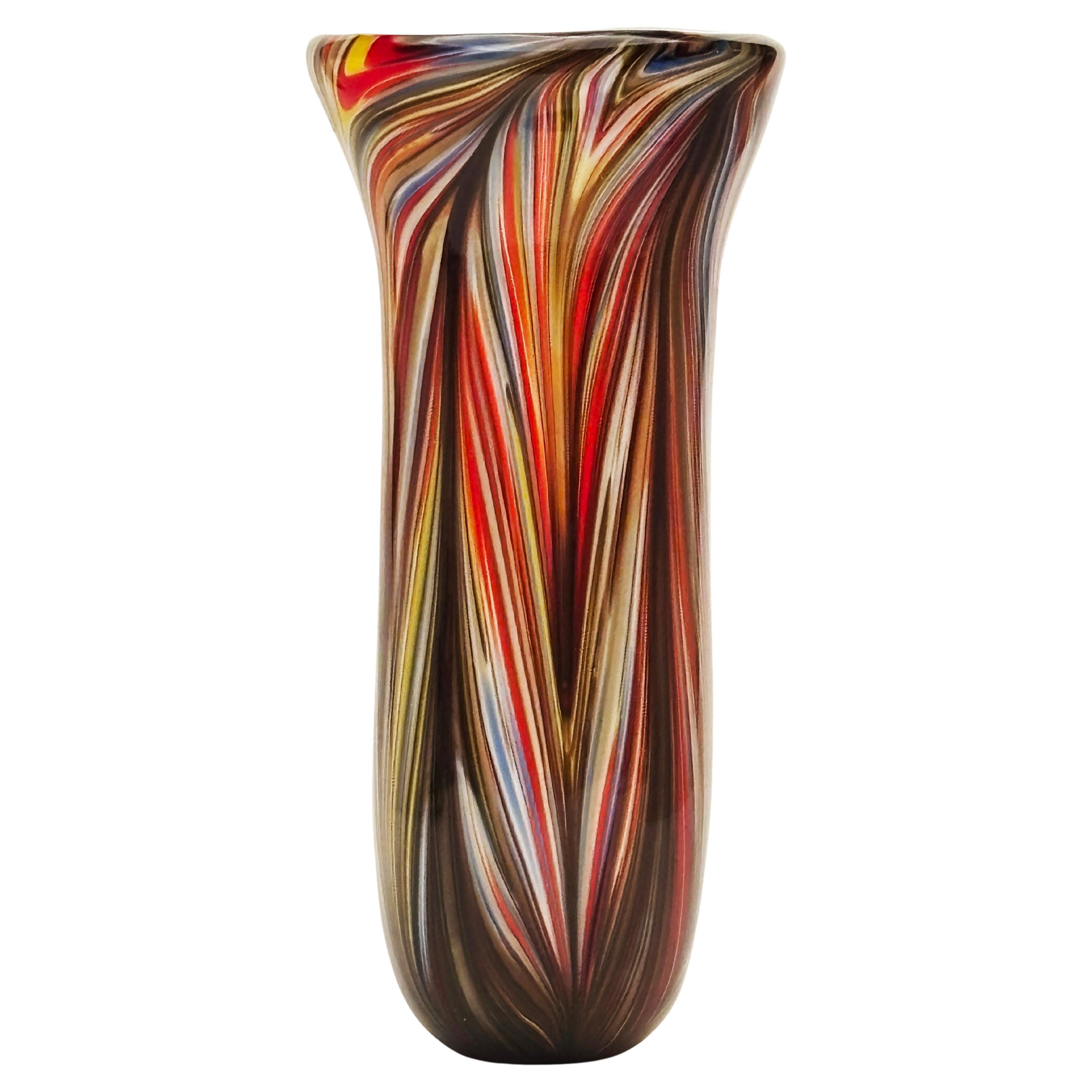 Large Italian Contemporary Murano Multi-color Vase