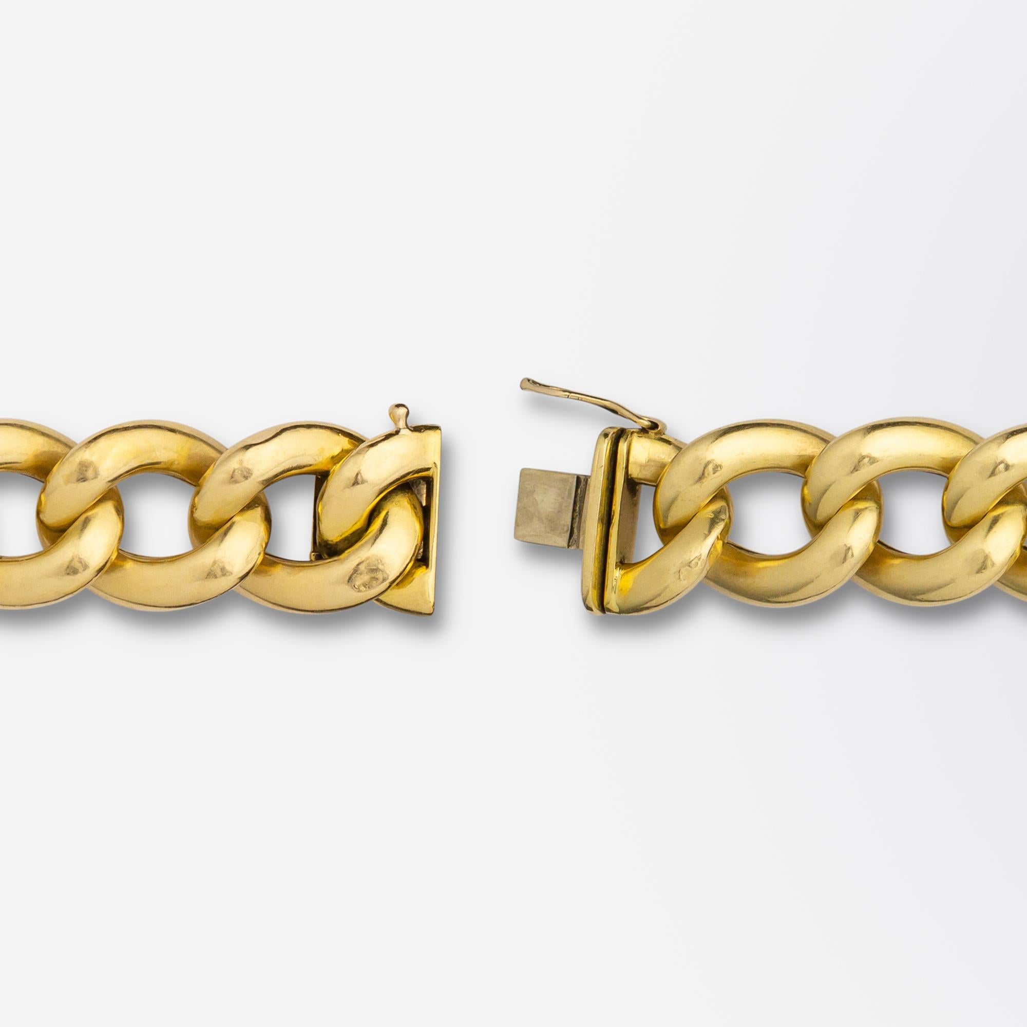 Modern Large Italian Curb Link Bracelet in 18 Karat Gold