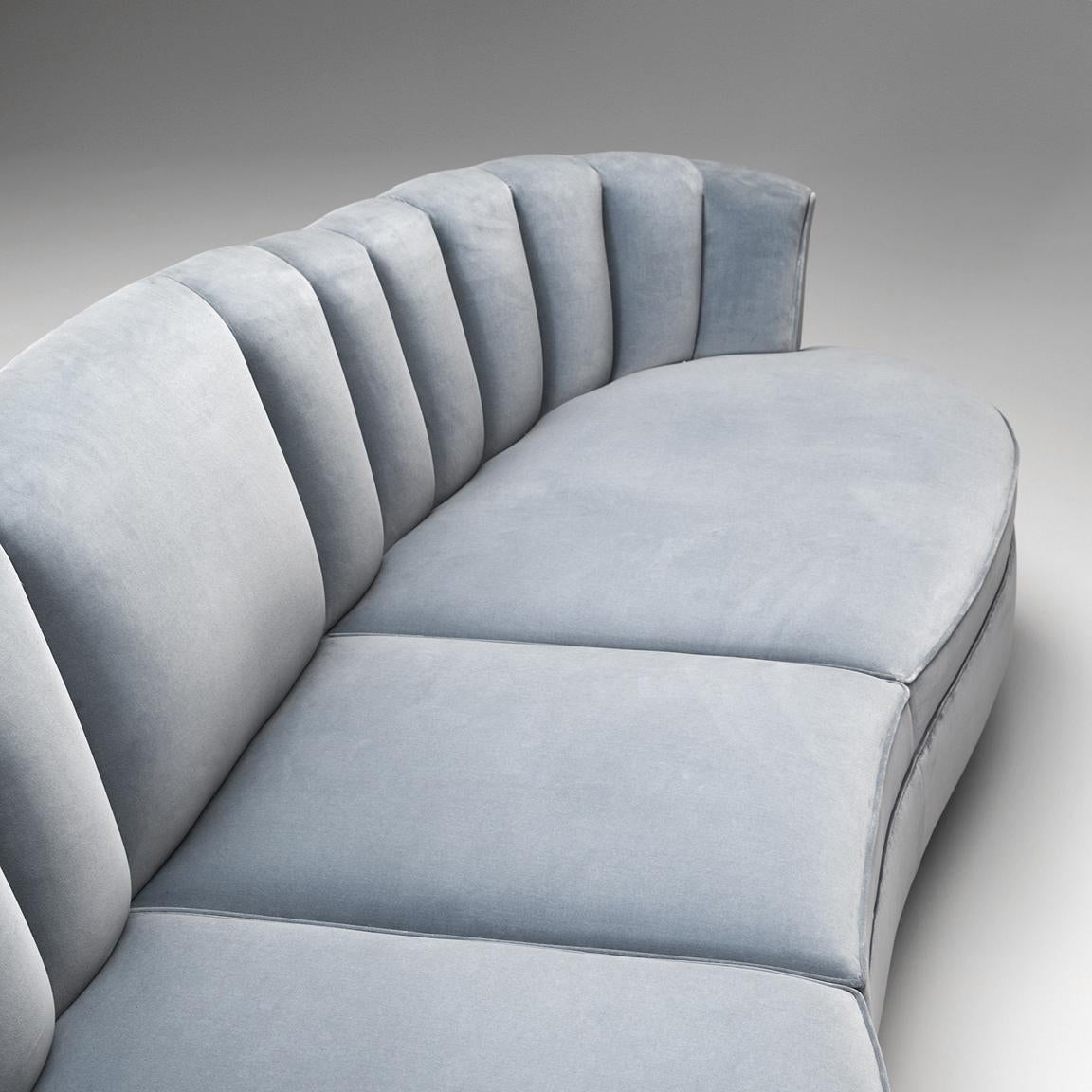 Mid-Century Modern Large Italian Customizable Sofa in Elegant Shape