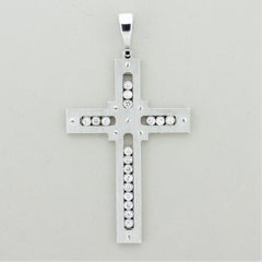 Large Italian Dancing Diamonds Gold Cross Pendant