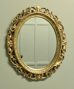 Large Italian Decorative Gilt Oval Mirror