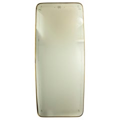 Large Italian Design Brass & Etched Mirror, Gio Ponti Style