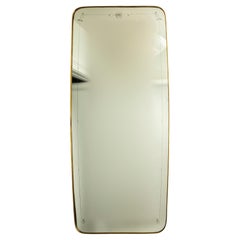 Large Italian Design Brass & Etched Mirror, Gio Ponti Style