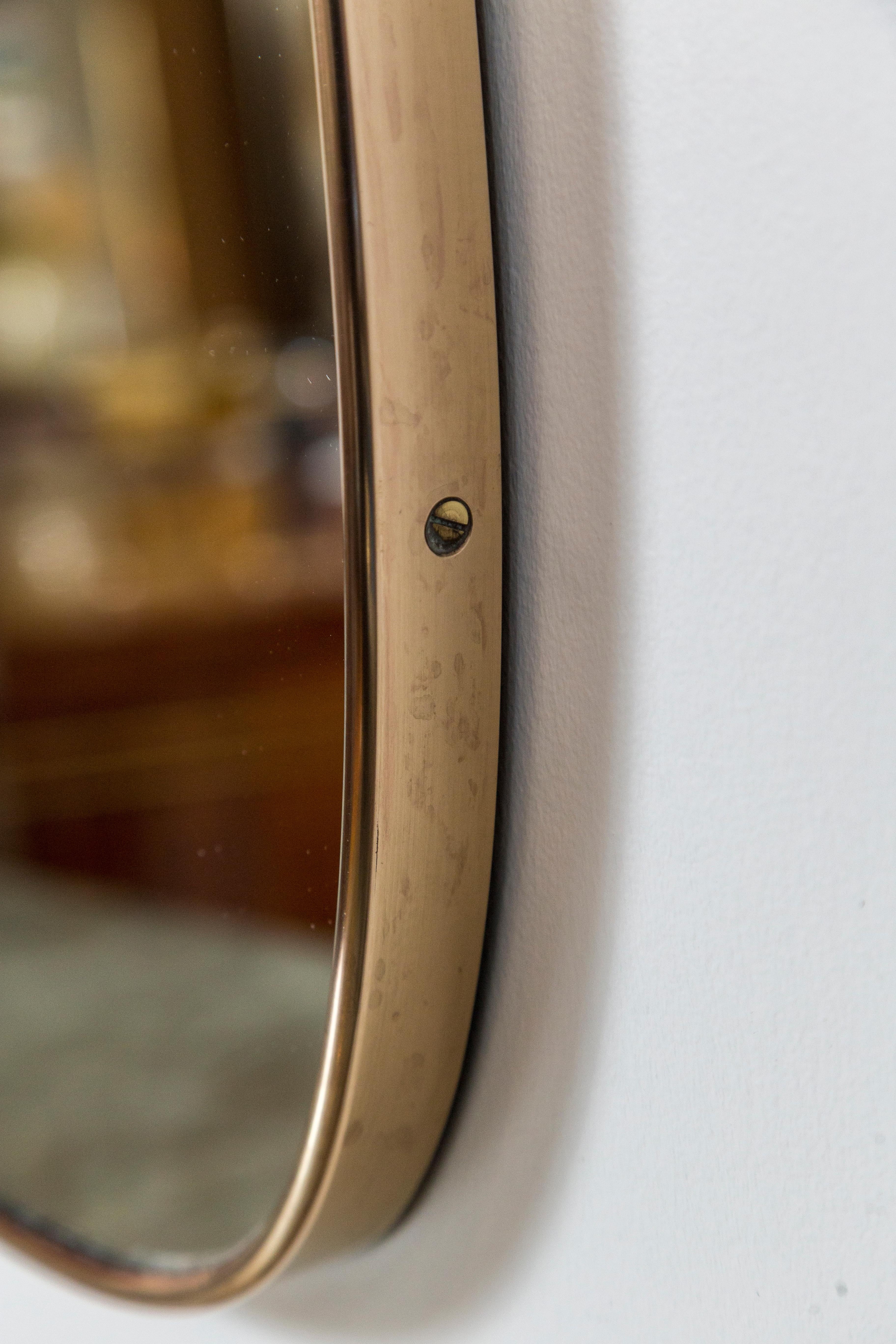 Gigantic Italian Design Brass Shield-Shape Mirror For Sale 2