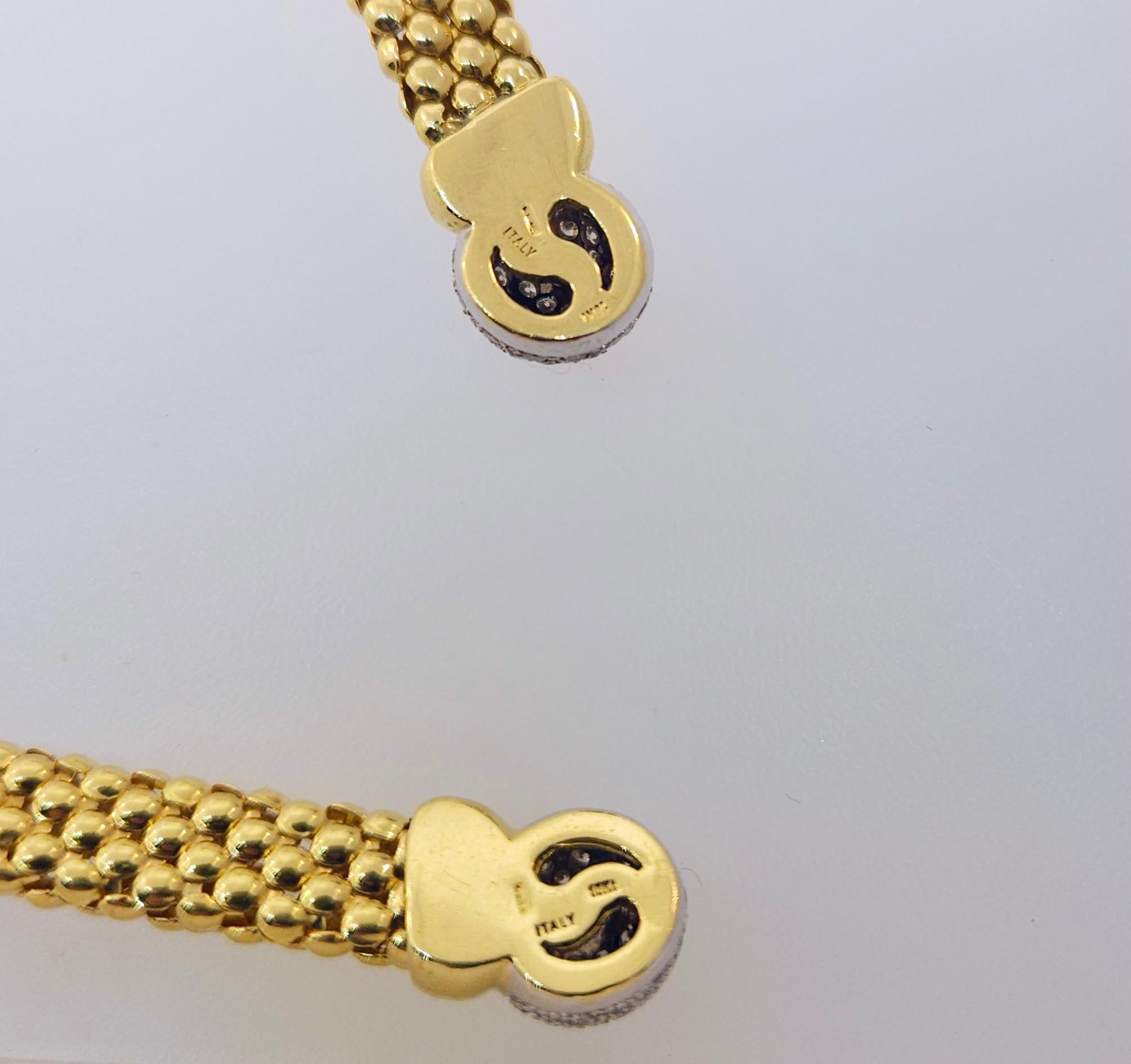 Women's Large Italian Designer 18k Two Tone Gold Diamond Lariat Necklace For Sale