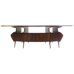 Large Italian Desk with Brown Glass Top, circa 1970s