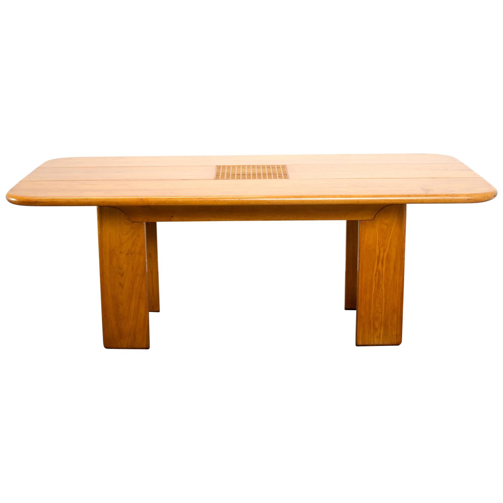 Mid century Modern Blonde Walnut Timber Italian Dining Table, 1970