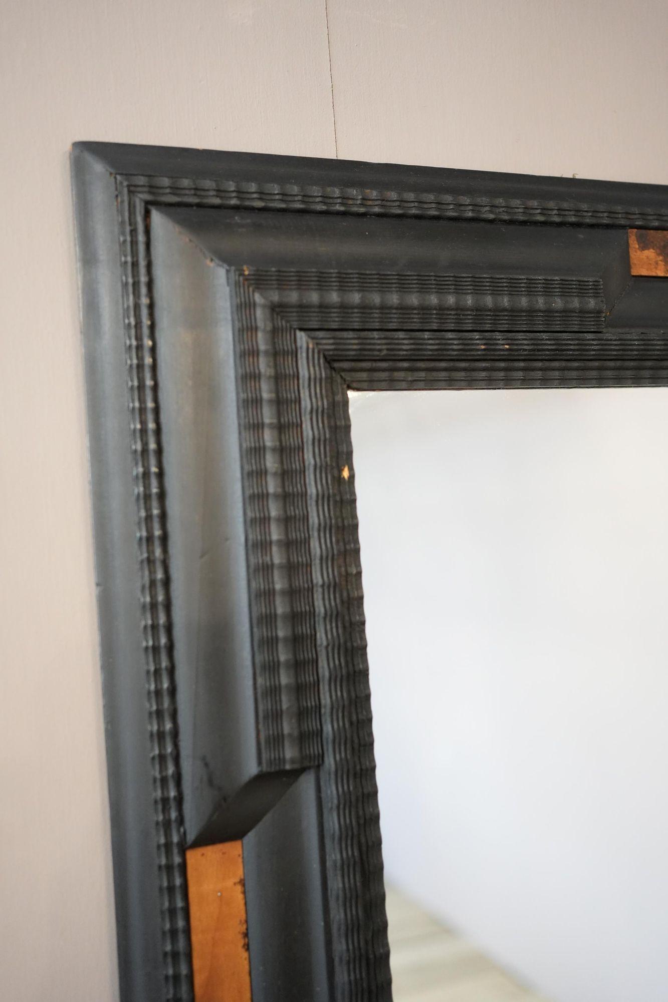 Large Italian Ebonised and faux tortoiseshell mirror No1 In Excellent Condition For Sale In Malton, GB