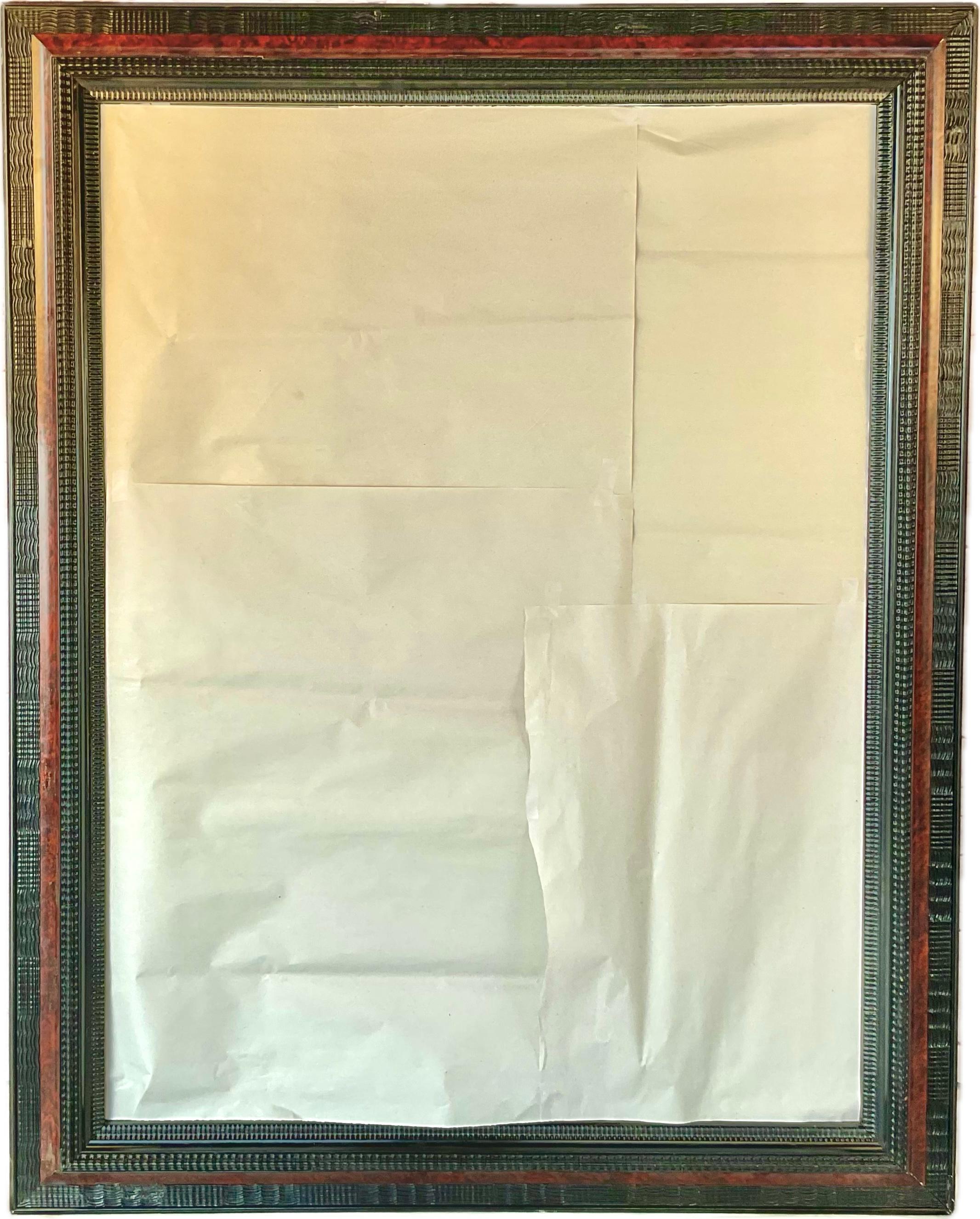 Large Italian Ebonized and Faux Tortoise Framed Mirror For Sale