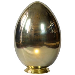 Large Italian Egg Shape Brass and Glass Table Lamp