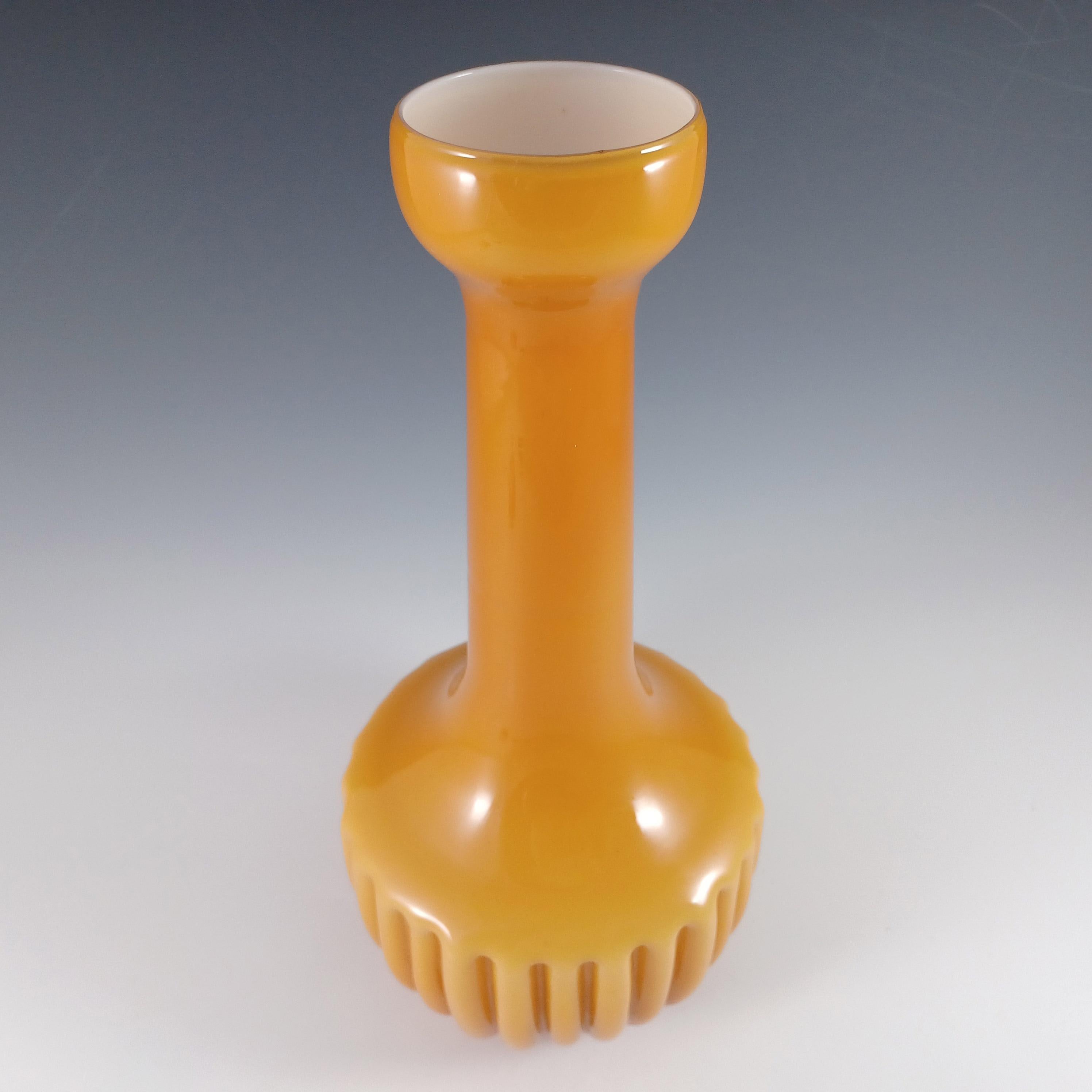 Große italienische Empoli Vintage Retro Bernstein ummantelte Glasvase (Handgefertigt) im Angebot