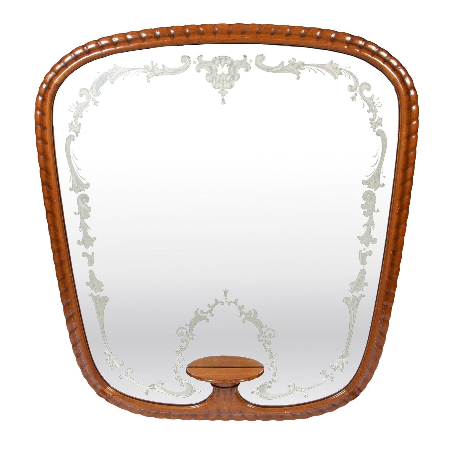 Large Italian Etched Design Mirror For Sale