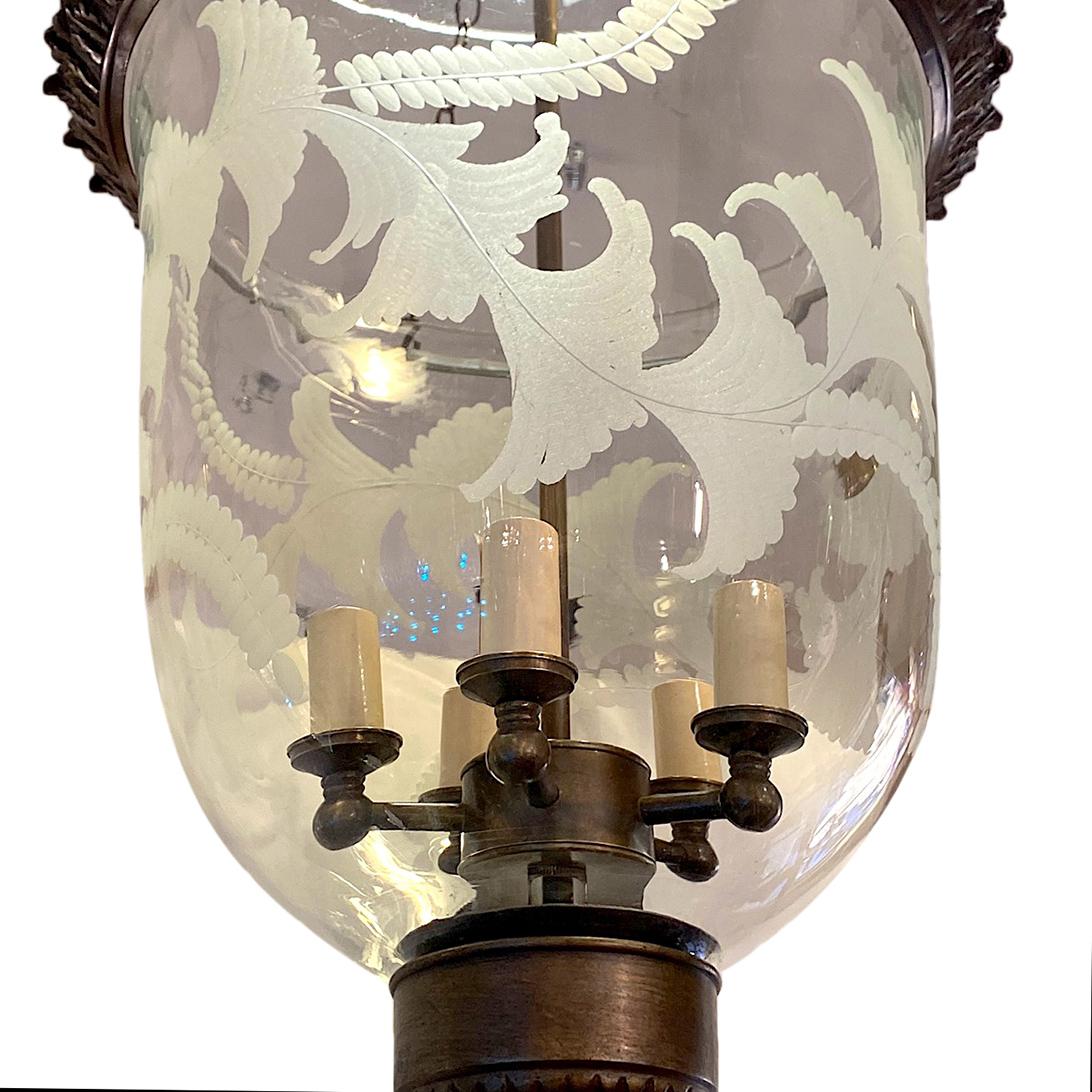 Large Italian Etched Glass Lantern For Sale 1