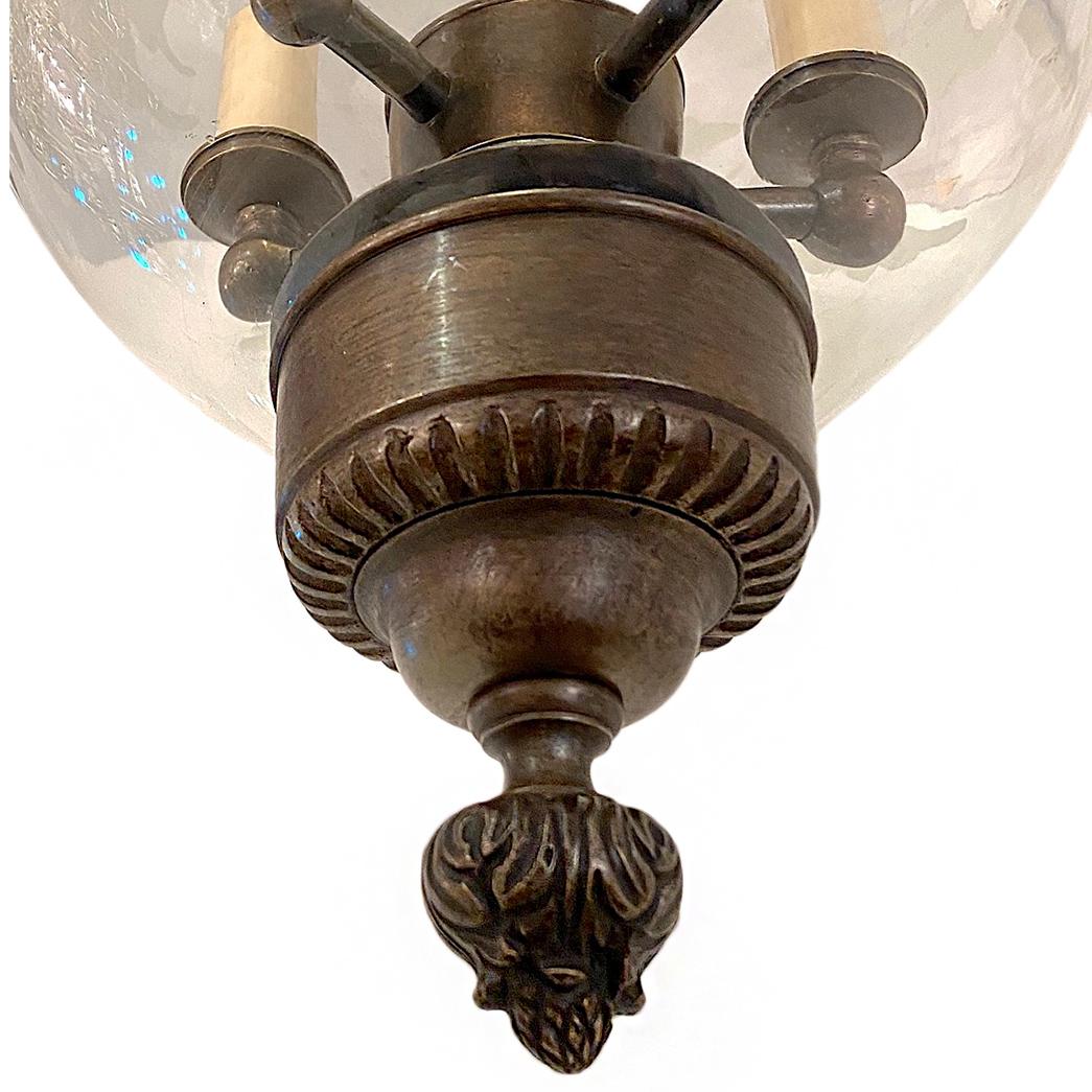 Large Italian Etched Glass Lantern For Sale 2