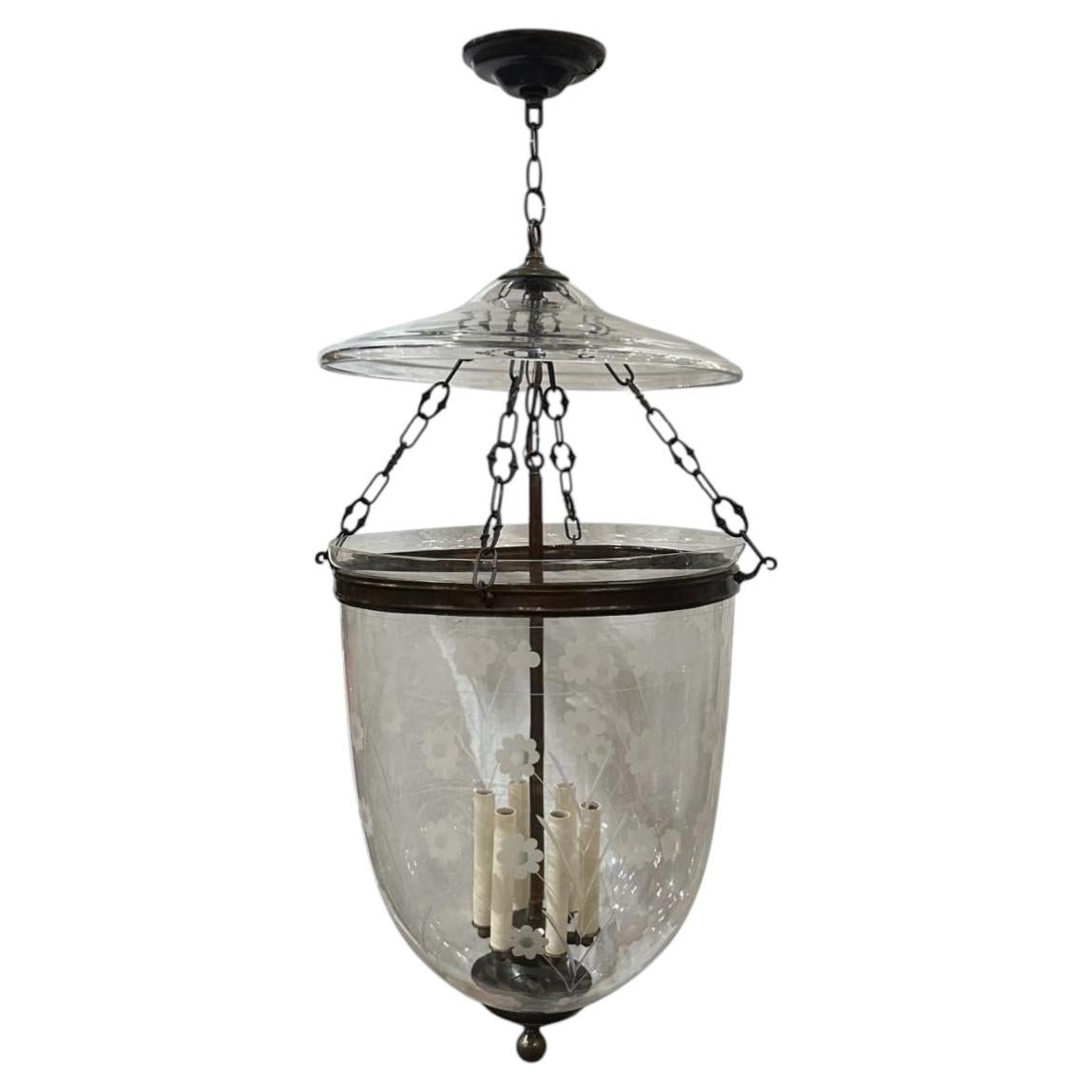 Large Italian Etched Lantern For Sale