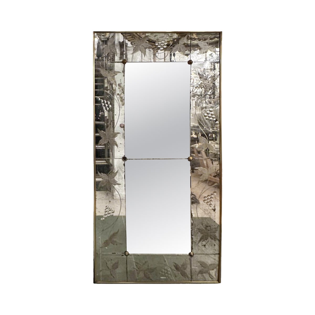 Large Italian Etched Mirror For Sale