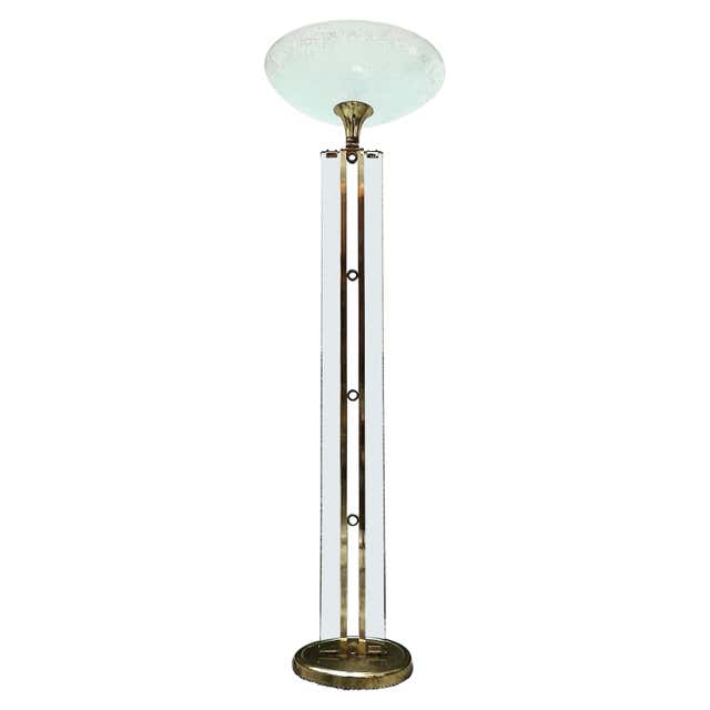 Vintage 1980s floor lamp gilded brass and glass design Relux Milano For ...