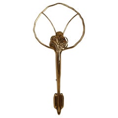 Large Italian Floral Sculptural Brass Wall Sconce in Hollywood Regency Style 70s